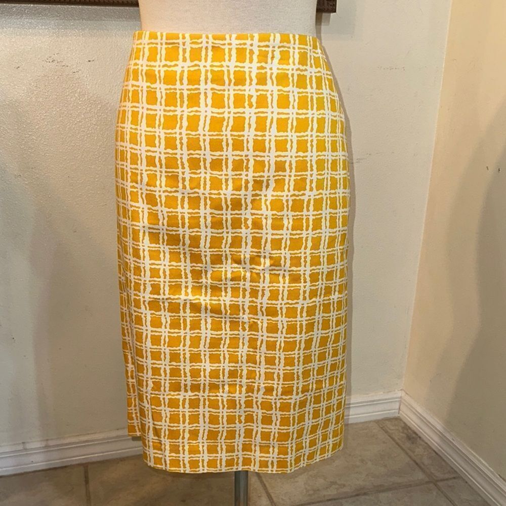 NWOT Talbots Yellow/White Plaid Women's Skirt Size 14